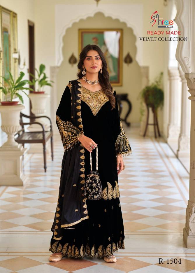 R 1504 Shree Designer Work Velvet Pakistani Suits Wholesale Price In Surat